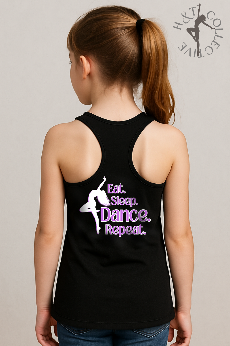 H&T Teens TBack Singlet - Eat, Sleep, Dance, Repeat