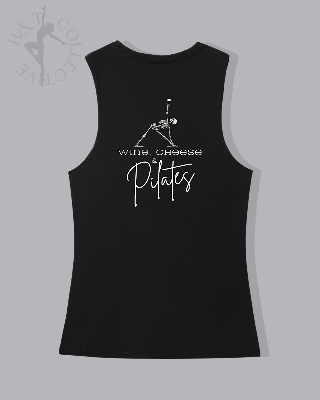 H&T Adults Muscle T - Wine, Cheese and Pilates