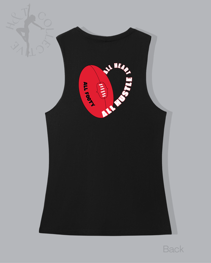 H&T Teens Muscle T - All Heart, All Hustle, All Footy
