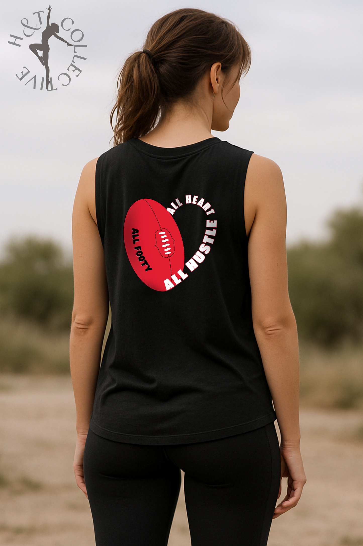 H&T Adults Muscle T - All Heart, All Hustle, All Footy