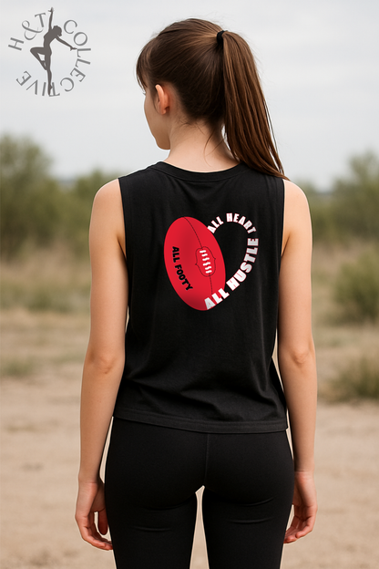 H&T Teens Muscle T - All Heart, All Hustle, All Footy