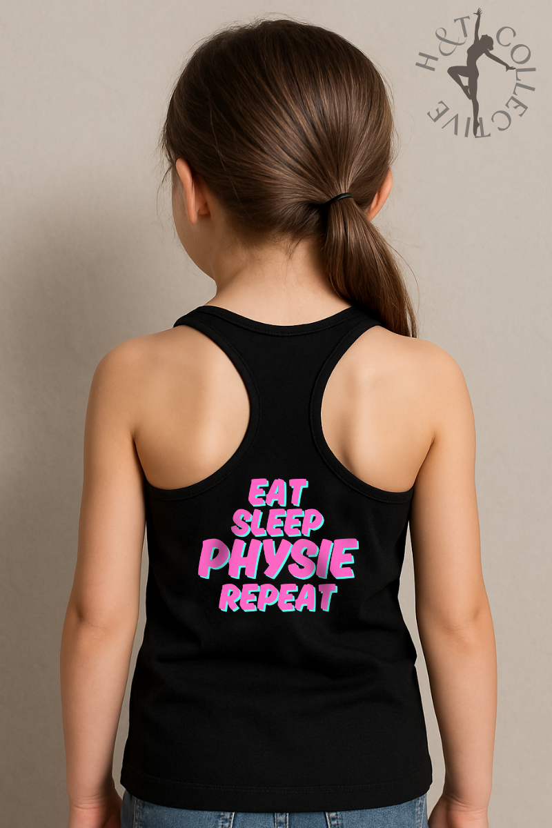 H&T Kids TBack Singlet - Eat, Sleep, Physie, Repeat