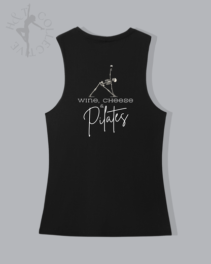 H&T Adults Muscle T - Wine, Cheese and Pilates