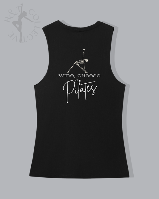 H&T Adults Muscle T - Wine, Cheese and Pilates